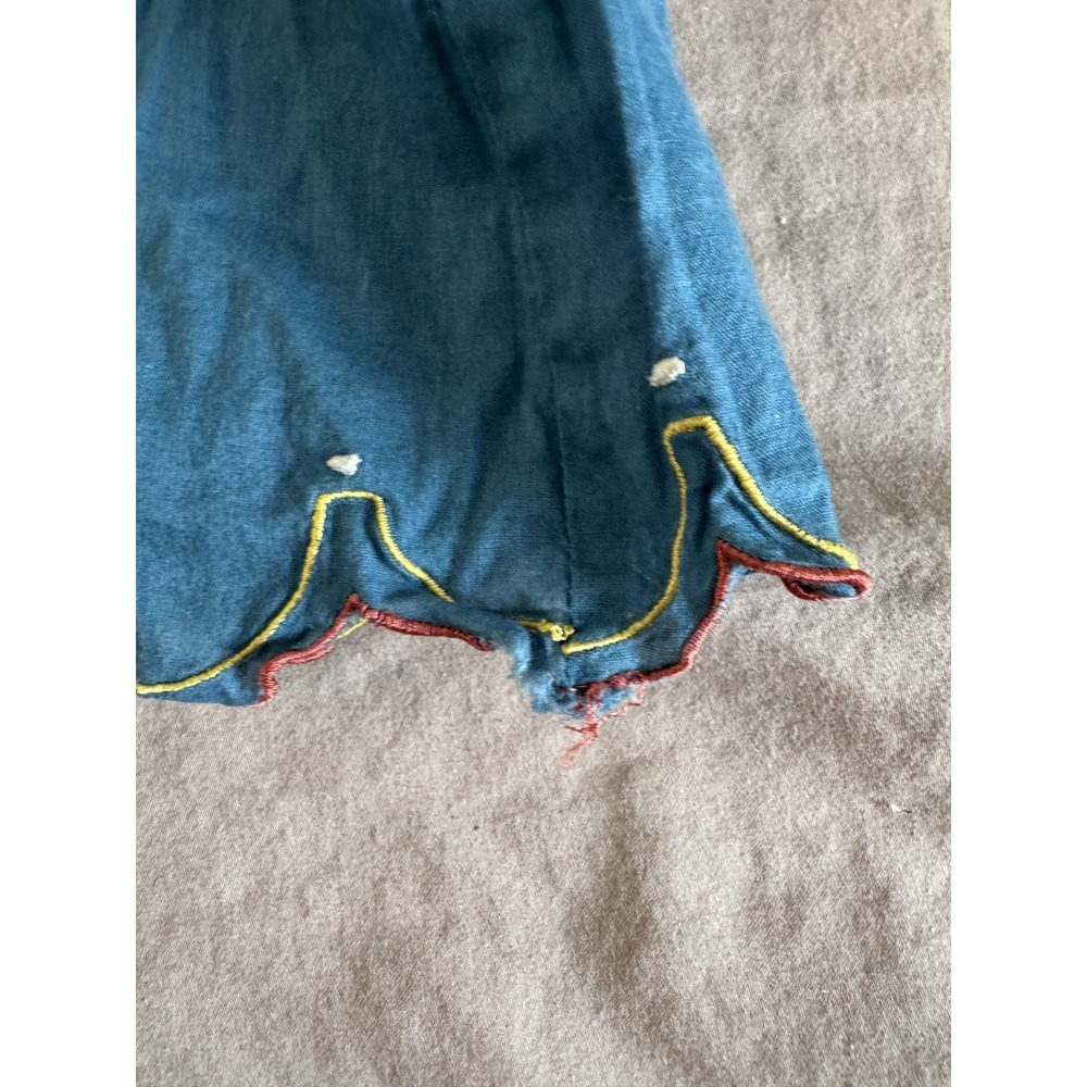Lucky Brand Shirt Womens Small Blue Embroidered Scallop Boho‎ Tunic Long Sleeve - Picture 6 of 12